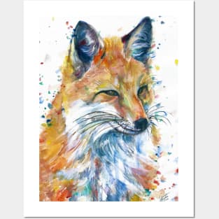 FOX watercolor painting Posters and Art